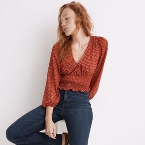 Madewell Julianne Smocked-Waist Top